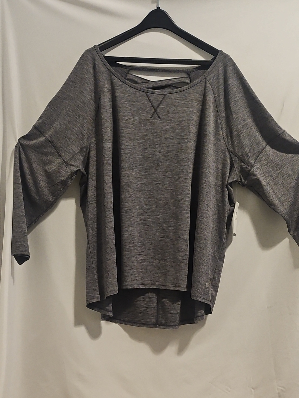 3X Apana Gray Heather NWT Yoga Athleisure With Crisscross Backstraps Womens Plus